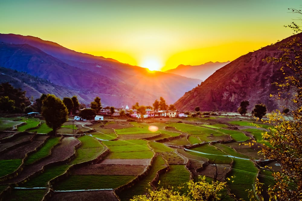 A beautiful high-angle shot of Pantwari village