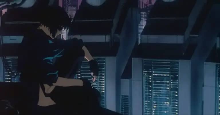 Motoko Kusanagi surveys the scene